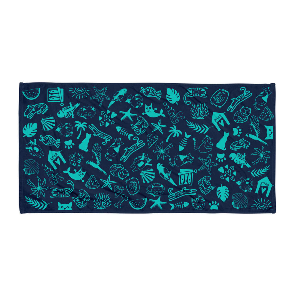 Island Life- Navy Beach Towel