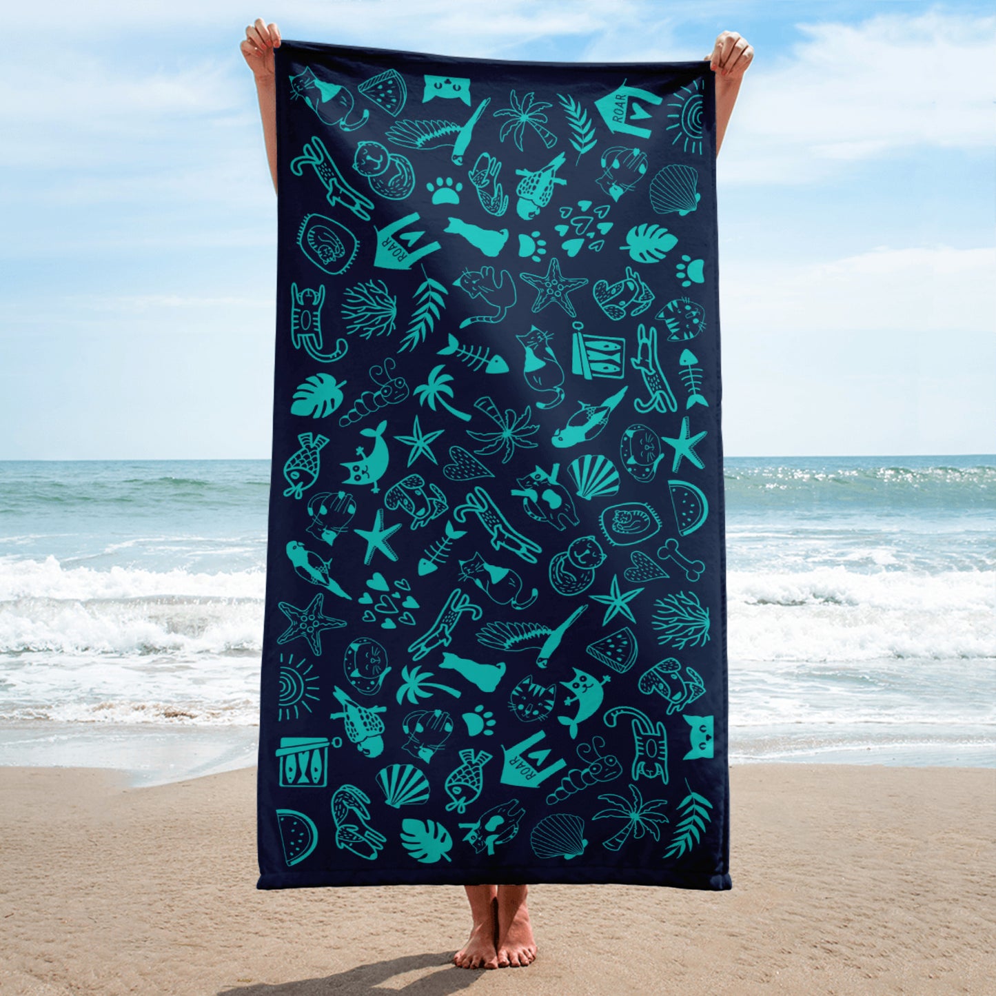 Island Life- Navy Beach Towel