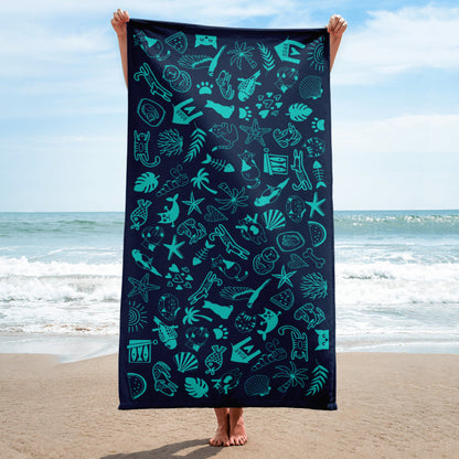 Island Life- Navy Beach Towel